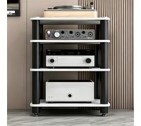 Supporto Multimediale Av Rack Audio Ripiano for Dvd dal Design Aperto | Rack for Apparecchiature Stereo Multistrato for Casa, Ufficio, Teatro, Pedane Ammortizzanti(White,4 Tier)