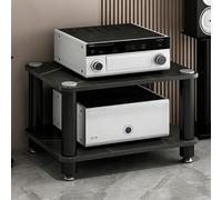 Supporto Multimediale Av Rack Audio Ripiano for Dvd dal Design Aperto | Rack for Apparecchiature Stereo Multistrato for Casa, Ufficio, Teatro, Pedane Ammortizzanti(Black,2 Tier)