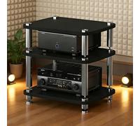 Supporto multimediale AV, rack e supporti stereo, armadio for componenti video Torre rack audio for lettore DVD Console di gioco TV Box Router WiFi(Nero,3 Tier)