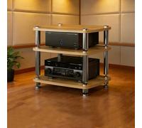 Supporto multimediale AV, rack e supporti stereo, armadio for componenti video Torre rack audio for lettore DVD Console di gioco TV Box Router WiFi(Beige,3 Tier)