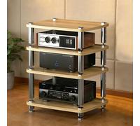 Supporto multimediale AV, rack e supporti stereo, armadio for componenti video Torre rack audio for lettore DVD Console di gioco TV Box Router WiFi(Beige,4 Tier)