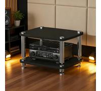 Supporto multimediale AV, rack e supporti stereo, armadio for componenti video Torre rack audio for lettore DVD Console di gioco TV Box Router WiFi(Nero,2 Tier)