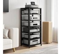 Supporto multimediale AV regolabile a 7 livelli, resistente ed elegante, per casa, ufficio, teatro, moderno centro multimediale in nero, ideale per TV, console di gioco e accessori