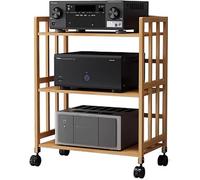 Supporto multimediale Hi-Fi regolabile in altezza - Armadio stereo a 5 ripiani con contenitore per dischi in vinile - per TV, lettore DVD, alloggiamenti cavi, componenti audio - 55 x 38 x 88 cm