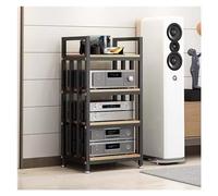 Supporto multimediale HiFi regolabile a 4 livelli resistente | Moderno rack stereo da pavimento | Organizer per intrattenimento home theater | Finitura nera