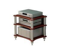 Supporto multimediale in legno per audio video, amplificatore Hi-Fi, centro di intrattenimento angolare per home cinema e sala di registrazione, colore: marrone, 62 cm