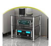 Supporto multimediale in vetro, rack audio HiFi a 4 livelli con ripiani in vetro temperato, spazio aperto per componenti AV, armadio stereo resistente per l'intrattenimento domestico