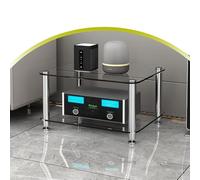 Supporto multimediale in vetro, rack audio HiFi a 4 livelli con ripiani in vetro temperato, spazio aperto per componenti AV, armadio stereo resistente per l'intrattenimento domestico