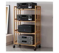 Supporto multimediale regolabile per audio-video, multifunzione, con ripiani in legno, supporto TV angolare per componenti stereo e soluzioni ad arco