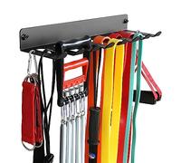 Supporto multiuso per attrezzature da palestra, fasce di resistenza, gancio per bilancieri, per esercizi di ginnastica, cinture di sollevamento e corde per saltare (43,2 cm/8 rebbi)