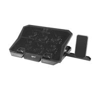 iggual - Base di Raffreddamento Portatile fino a 17” con 6 Ventole Silenziose e Supporto per Smartphone, Supporto Regolabile con 7 Angolazioni e Luce LED Blu, Include Cavo USB-A (RP6V17)