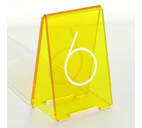 Supporto Numeri Tavolo in Acrilico a V di Alta Qualità, Numeri Dei Tavoli Dei Ristoranti, Design Tenda, Infrangibile Trasparente per Eventi e Feste, Da Tavolo Marcatori Riutilizzabili(Yellow,1-6)