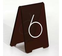 Supporto Numeri Tavolo in Acrilico a V di Alta Qualità, Numeri Dei Tavoli Dei Ristoranti, Design Tenda, Infrangibile Trasparente per Eventi e Feste, Da Tavolo Marcatori Riutilizzabili(Brown,1-6)