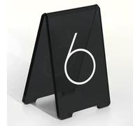 Supporto Numeri Tavolo in Acrilico a V di Alta Qualità, Numeri Dei Tavoli Dei Ristoranti, Design Tenda, Infrangibile Trasparente per Eventi e Feste, Da Tavolo Marcatori Riutilizzabili(Noir,1-6)