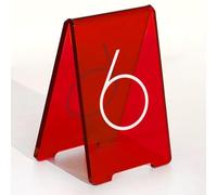 Supporto Numeri Tavolo in Acrilico a V di Alta Qualità, Numeri Dei Tavoli Dei Ristoranti, Design Tenda, Infrangibile Trasparente per Eventi e Feste, Da Tavolo Marcatori Riutilizzabili(Red,1-6)