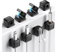 Supporto organizer per cavi, confezione da 8 clip magnetiche per la gestione dei cavi, da mettere sotto la scrivania, per la gestione dei cavi, per casa e ufficio (nero)