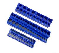 Supporto organizer per prese, 3 pezzi, per prese da 1/4", 3/8", misure SAE metriche, supporta installazione orizzontale, verticale o invertita (blu)