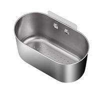 Supporto ovale in acciaio inox per lavello da cucina, filtro per frutta e verdura, da appendere, per lavello da cucina, in acciaio inox