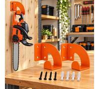 Supporto Parete Motosega per Einhell-GC-PC 1435 I TC, Arancione 2 Pz | Due supporti metallici con gancio curvo per tenere la motosega ordinata, sollevata e facilmente accessibile.