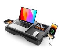 supporto pc portatile, supporto laptop, SAIJI pelle amichevole, piano d'appoggio 54 * 33 cm, con poggiapolsi, portacellulare, cassetto, Nero