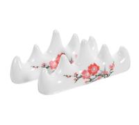 Supporto Pennelli Calligrafia Ceramico Bianco 10x4,3x2,1cm 2 Pezzi | Stile Cinese, Base Liscia, per Banco Aula e Scrivania, Adatto a Penne Calligrafiche e Stilografiche Stile Casuale