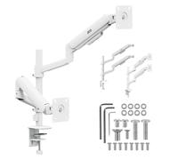 Supporto per 2 monitor Ergo Office (17-32 pollici), doppia molla a gas, VESA 75 x 75, 100 x 100, 2 x 10 kg, regolazione in altezza, rotazione, inclinazione, montaggio sul piano del tavolo (bianco)