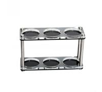 Supporto per accessori da caffè in stile contemporaneo con pannelli in acrilico trasparente e struttura in metallo argentato (2)