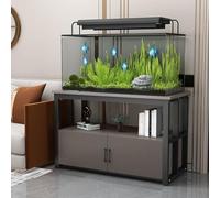 Supporto per Acquario Con Mobiletto Portaoggetti Supporto per Rettili Design A Doppio Strato Struttura In Metallo Disponibile In Altezze 50 A 120 Cm Adatto per Soggio Black + Gray 80x40cm/31.5x15.7in