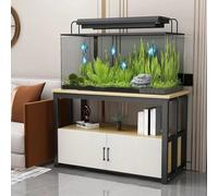 Supporto per Acquario Con Mobiletto Portaoggetti Supporto per Rettili Design A Doppio Strato Struttura In Metallo Disponibile In Altezze 50 A 120 Cm Adatto per Sogg Black + Walnut 80x40cm/31.5x15.7in