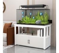 Supporto per Acquario Con Mobiletto Portaoggetti Supporto per Rettili Design A Doppio Strato Struttura In Metallo Disponibile In Altezze 50 A 120 Cm Adatto per Soggiorni Ing White 80x40cm/31.5x15.7in