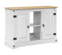 Supporto per acquario in pino massiccio bianco e marrone, 101,5 x 37 x 73 | Mobile con cassetti, ripiani, finitura cerata, montaggio a parete incluso, facile da montare