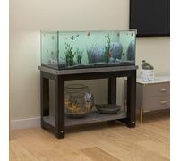 Supporto per Acquario Pavimento Supporto per Acquario A 2 Strati Tavolo per Acquario Facile Montare Acciaio Spesso 5x5 Cm Elevata Capacità Carico Adatto p Black + Grey Stone Veins 80x40cm/31.5x15.7in