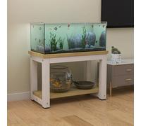 Supporto per Acquario Pavimento Supporto per Acquario A 2 Strati Tavolo per Acquario Facile Montare Acciaio Spesso 5x5 Cm Elevata Capacità Carico Adatto per U White + Light Walnut 80x40cm/31.5x15.7in