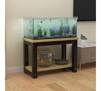 Supporto per Acquario Pavimento Supporto per Acquario A 2 Strati Tavolo per Acquario Facile Montare Acciaio Spesso 5x5 Cm Elevata Capacità Carico Adatto per U Black + Light Walnut 80x40cm/31.5x15.7in