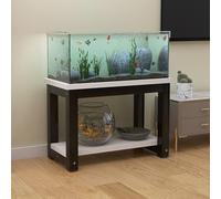 Supporto per Acquario Pavimento Supporto per Acquario A 2 Strati Tavolo per Acquario Facile Montare Acciaio Spesso 5x5 Cm Elevata Capacità Carico Adatto per Uso Dome Black + White 80x40cm/31.5x15.7in