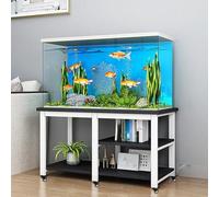 Supporto per Acquario per Rettili Con Ruote Supporto per Acquario per Pesci Spazio Archiviazione Aperto Supporta Fino a 250 Kg/550 Libbre Adatto per Soggiorni Studi Black + White 80x40cm/31.5x15.7in