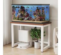 Supporto Per Acquario,struttura In Acciaio Smaltato A Fuoco,ripiano Per Acquario,spazio Archiviazione Aperto,elevata Capacità Carico,adatto Per La Casa E L'ufficio(Teak,90x35cm/35.4x13.8in)