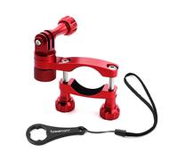 Supporto per action cam per manubrio di biciclette, girevole a 360°, con blocco, in alluminio, per biciclette/mountain bike, compatibile con tutte le action cam