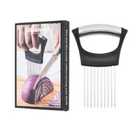 Supporto per affettare cipolle, affetta limoni, taglia verdure per patate, pomodori, avocado, uova, strumento per affettare frutta e carne (nero), medio