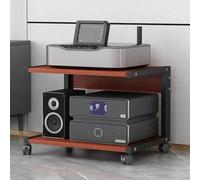 Supporto per altoparlante HiFi a 2 livelli Supporto TV Mobile in legno per stampante Tavolo laterale rotolante per casa ufficio giradischi mobili 50 x 40 x 35 cm