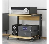Supporto per altoparlante HiFi a 2 livelli Supporto TV Mobile in legno per stampante Tavolo laterale rotolante per casa ufficio giradischi mobili 50 x 40 x 35 cm