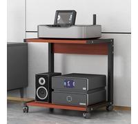 Supporto per altoparlanti a cremagliera, tavolino in legno per stampante, mobile a 2 livelli, console TV per casa, ufficio, scuola (teak 50 x 40 x 55 cm) - Mobili eleganti e funzionali