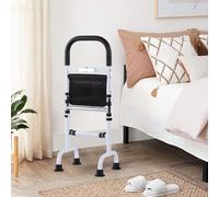 Supporto per alzarsi con LED per anziani, supporto in piedi per anziani, regolabile in altezza in 6 livelli, letto con 4 piedini antiscivolo, supporto per il sollevamento del bagno, carico fino a 300