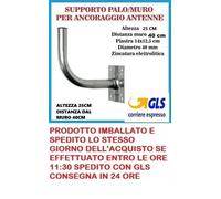 Supporto per Antenna Staffa Palo Muro Satellitare Parabola SAT 40 CM Fissaggio