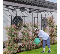 Supporto per Arco da Giardino in Metallo, pergola in Acciaio Nero per Piante rampicanti, Traliccio a Tunnel Montato a Parete per Archi di Rose da Matrimonio (260x)