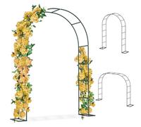 Supporto per arco da giardino in metallo robusto traliccio per rose con piatti di terra, disponibile in 120 240 cm, perfetto per matrimoni, celebrazioni e decorazioni da giardino (verde W200 x H230 cm