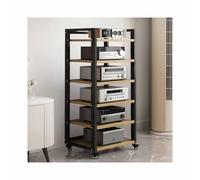 Supporto per armadietto multimediale AV alto 120 cm, scaffale per componenti stereo a 5 livelli per registrazione di videogiochi in soggiorno, mensola nera perfetta per home theater nization