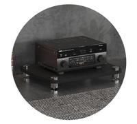 Supporto per armadio audio HiFi a 4 strati per giradischi MDF Audio Rack con piedini ammortizzanti Mensola amplificatore di potenza Nero Dimensioni: 60x48x10cm Stoccaggio attrezzature.