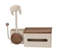 Supporto per asciugacapelli a mani libere con contenitore per spazzole, robusto acciaio al carbonio, organizer da bagno per piastre - cremagliera da parete 32 x 15 x 12 cm