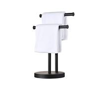 Supporto per asciugamani a mano, doppio portasciugamani a forma di T per piano di lavoro del bagno, in acciaio inossidabile SUS304 (nero opaco) SHUNLI